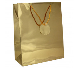 Papierová taška 260x320x120mm textilné ušká vo farbe tašky zlatá