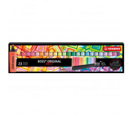 Sada zvýrazňovačov STABILO BOSS ORIGINAL - ARTY - 23 ks (9 neonových a 14 pastelových farieb)