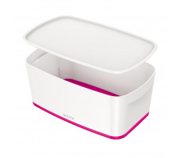 Úložný box s vekom Leitz MyBox, veľkosť S biela/ružová